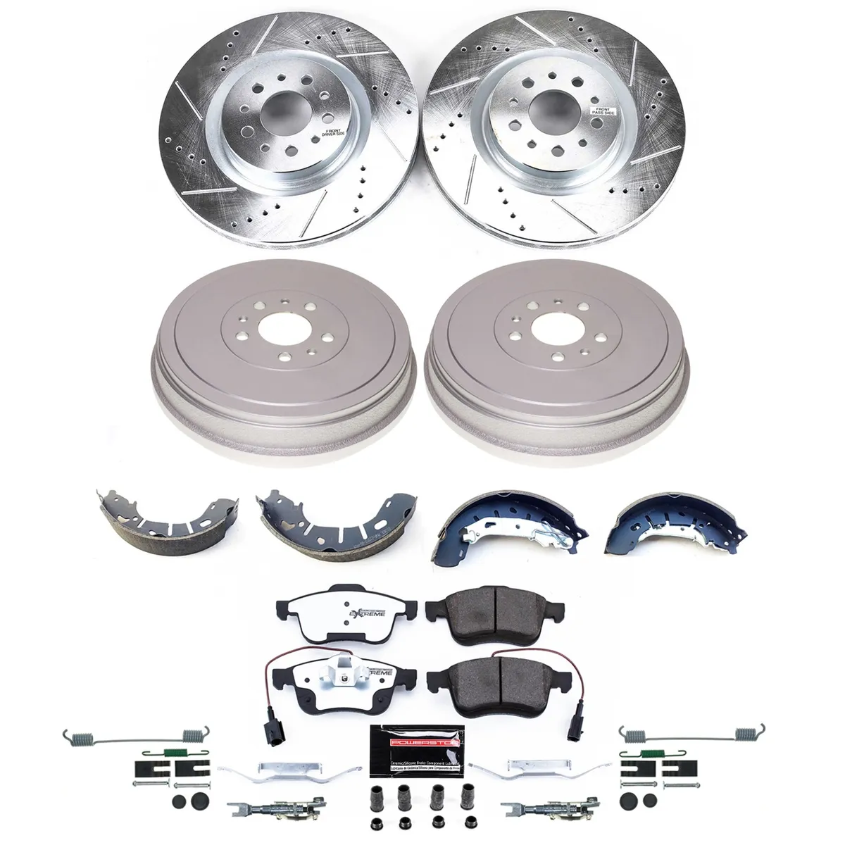 Z36 Truck/Tow Upgrade Kit: Drilled/Slotted Rotors; Carbon-Fiber Ceramic Pads W/Hardware; Coated Drums; Shoes W/Hold Down And Adjuster Kit product image