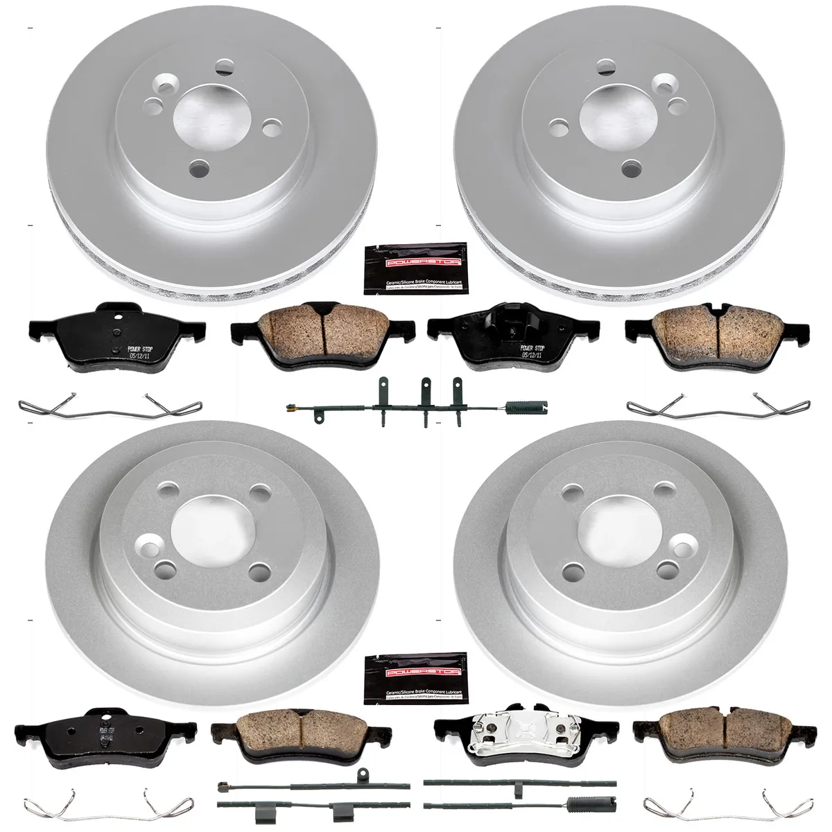 Z23 Sport Geomet Coated Rotor Kit For European Vehicles: Genuine Geomet Fully Coated Rotors; Carbon-Fiber Ceramic Pads W/Hardware; Pad Sensors product image