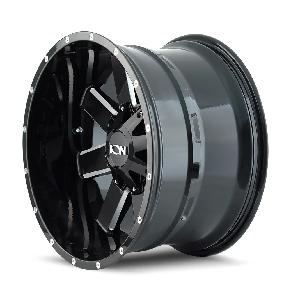 Cast Aluminum Wheels 141 GB 20x9 Milled Spokes Gloss Black 6 On 135/6 On 139.7 Bolt Pattern -3 Offset ION Wheels product image