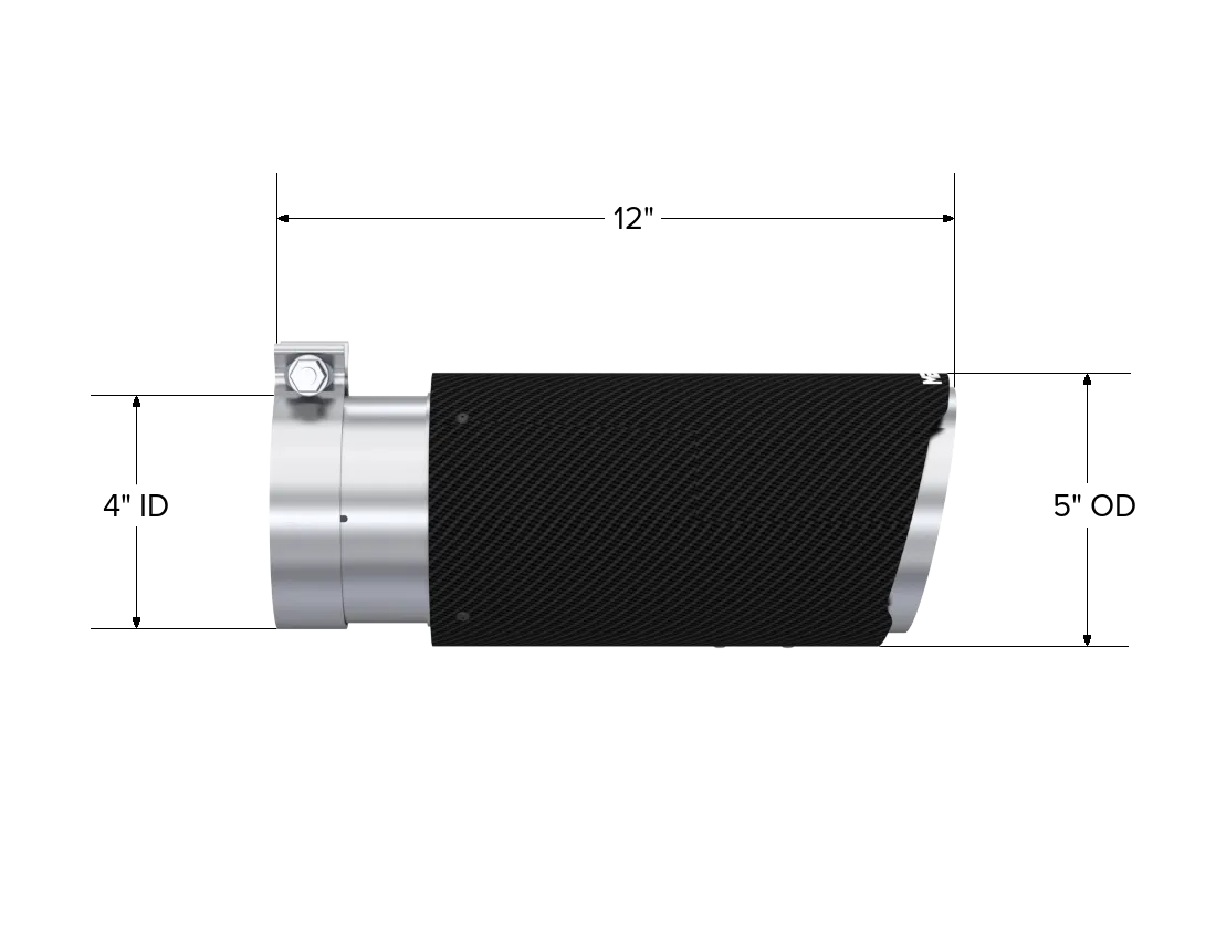 Carbon Fiber Exhaust Tip; 4 in. Inlet Diameter; 5 in. Outlet Diameter; Angle Cut; Dual Wall; product image