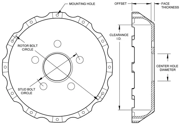 Wilwood HAT12x8.75 BC5x3.937 MT1.095 OFFSET product image