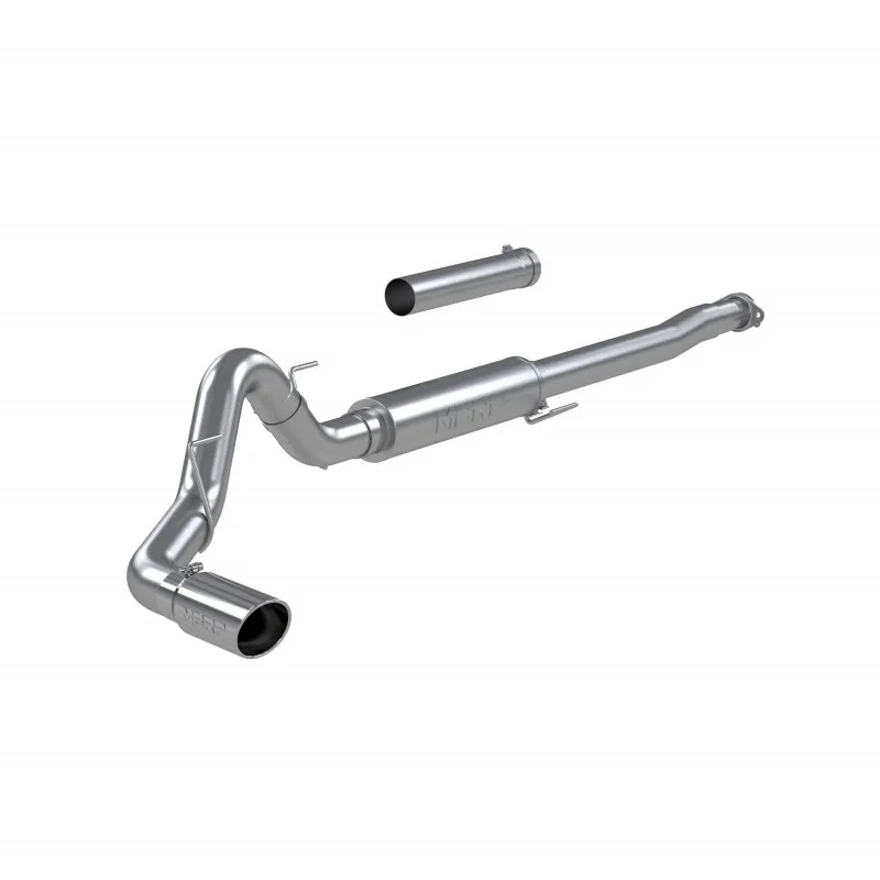 Armor Plus Cat Back Exhaust System; 4 in.; Single Side Exit; 5 in. Tip; Race Sound; 409 Stainless Steel; product image