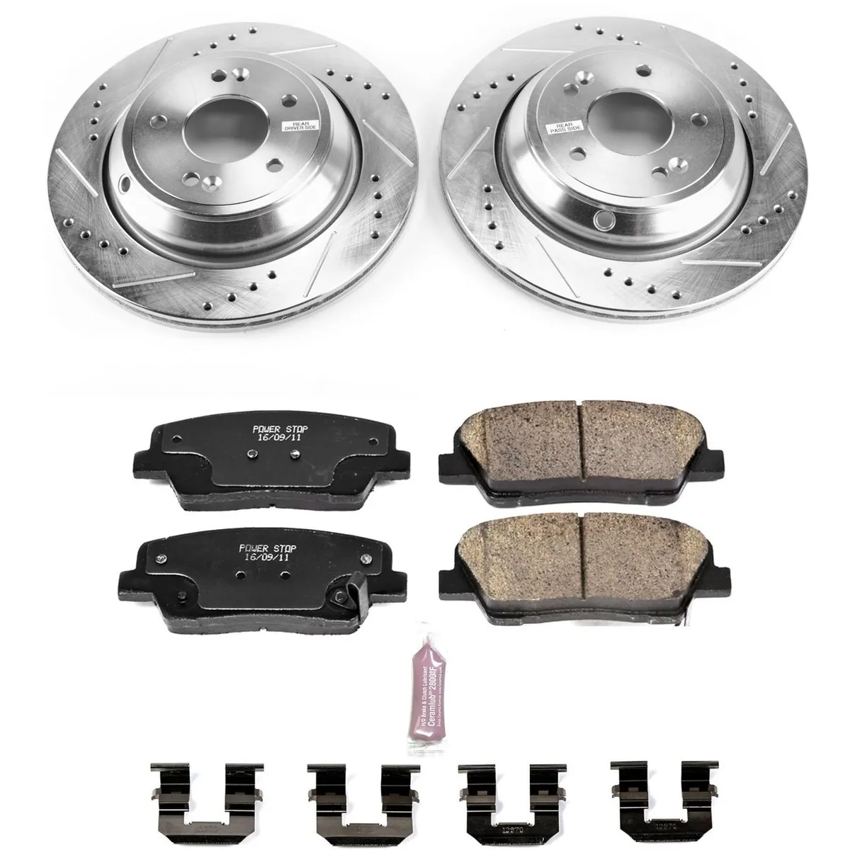Z23 Evolution Sport Upgrade Kit: Drilled/Slotted Rotors; Carbon-Fiber Ceramic Pads W/Hardware product image