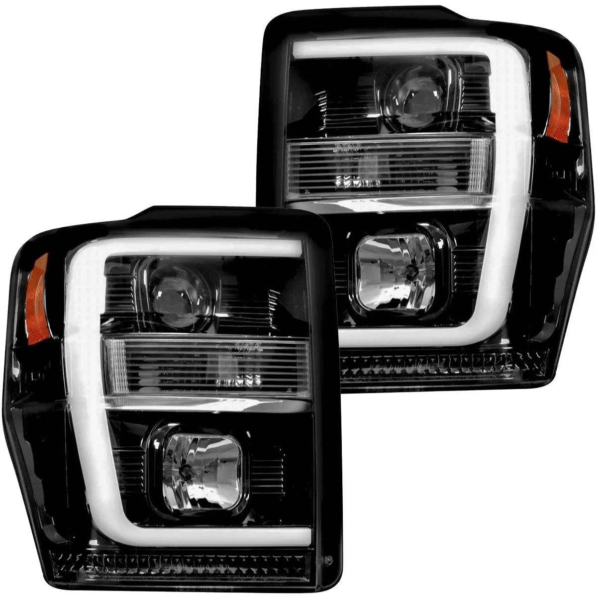 Ford Superduty 08-10 F250f350f450f550 Projector Headlights w Ultra High Power Smooth Oled Halos And DRL - Smoked b product image