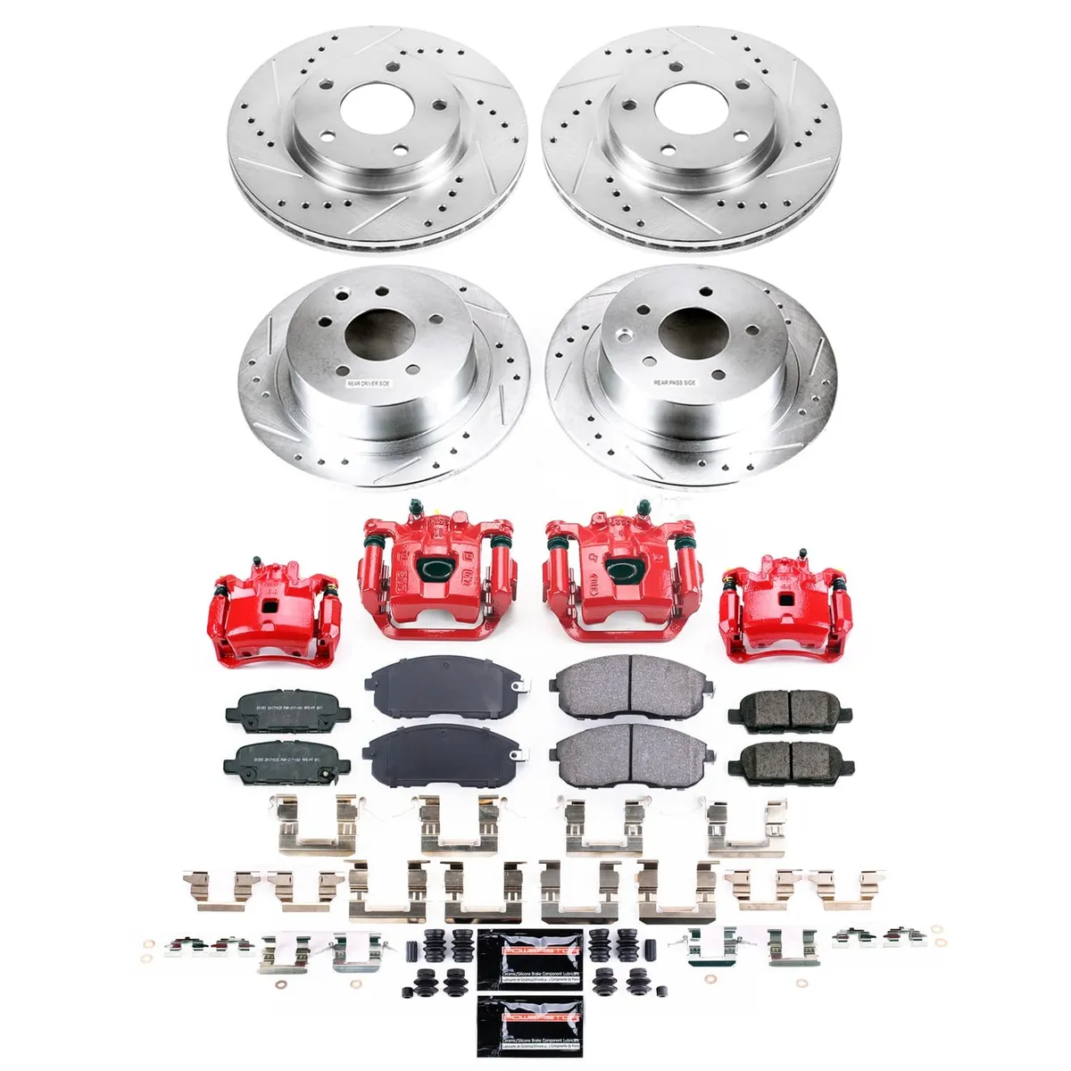 Z23 Evolution Sport Upgrade Kit: Drilled/Slotted Rotors; Carbon-Fiber Ceramic Pads; Powder Coated Calipers product image