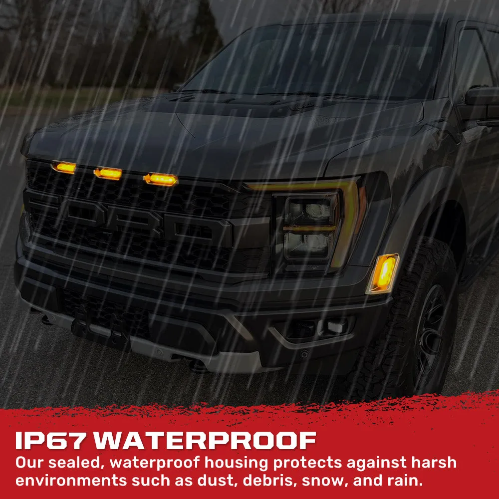 Ford 21-22 Raptor 7-Pc Fender & Hood Light Kit Smoked Lens White or Amber LED Running Lights w/ Startup Light Sequence product image