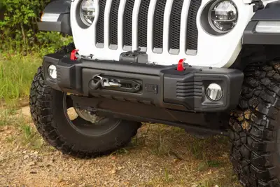 Rugged Ridge Spartacus Stubby Bumper Black; 1819 Jeep Wrangler/Gladiator