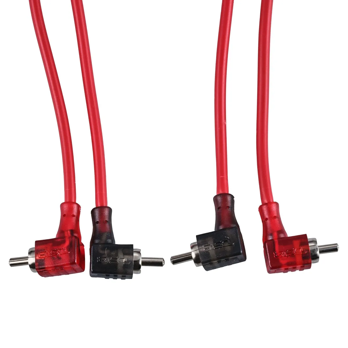 100% OFC Ultra Flex 2-Channel RCA with 90 Degree Ends, Dual Twist Wire, Red Braided Jacket - 6 ft product image