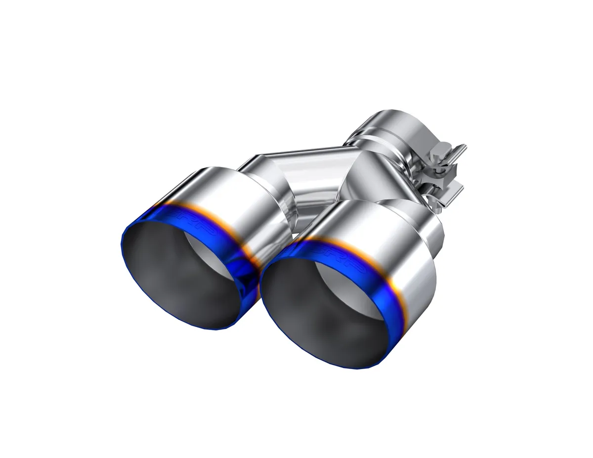 MBRP Exhaust Armor Pro Burnt End Tip; T304 Stainless Steel; 2.5 in. Inlet; Dual 4 in. OD. Out; Single Wall; 9.55 in. Length;