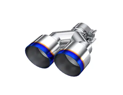 MBRP Exhaust Armor Pro Burnt End Tip; T304 Stainless Steel; 2.5 in. Inlet; Dual 4 in. OD. Out; Single Wall; 9.55 in. Length;
