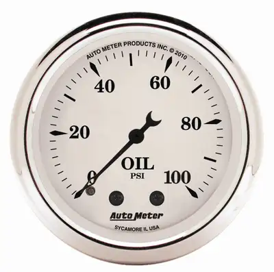 AutoMeter 2-1/16in. Oil Pressure; 0-100 Psi; Old-Tyme White