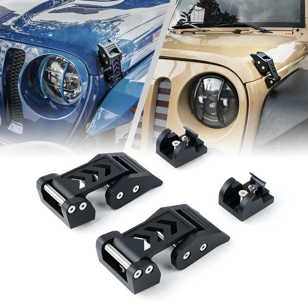 Xprite Xprite Black Aluminum Hood Latch Kit for 2007-2018 Jeep Wrangler JK & 2018+ Jeep Wrangler JL