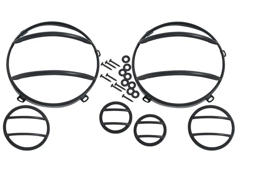 Jeep JK Headlight and Marker Cover Set 6 Pieces 07-18 Wrangler JK Powdercoat Black Kentrol product image