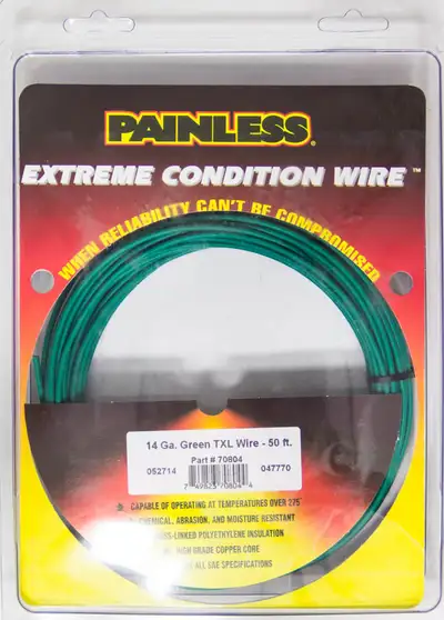 Painless Wiring 14 Gauge TXL Wire; 50 ft.; Green;