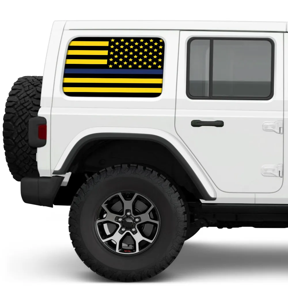 Black & Yellow Thin Blue Line Side Windows Printed Vinyl Decal product image