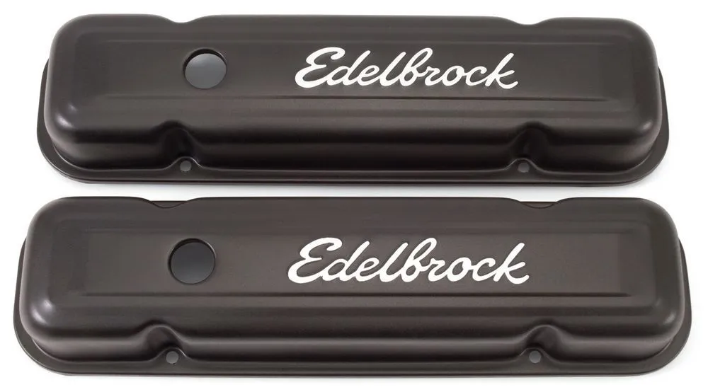 Edelbrock Edelbrock 4453 Signature Series Valve Covers, Black, Low Profile, Pontiac 301-455 V8, '62-'79