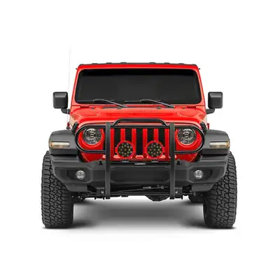 Black Horse Off Road "Black Horse Grille Guard Kit w/7"" Red LEDs 18-23 JL/JT"