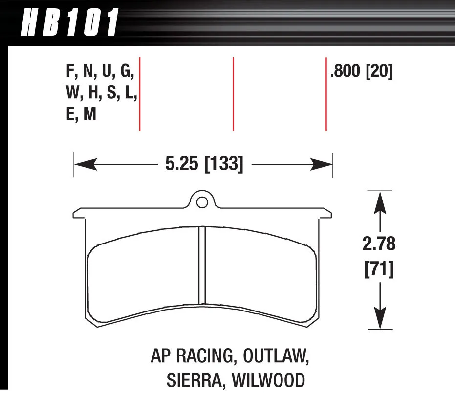 Hawk Performance DTC-60 Disc Brake Pad; 0.800 Thickness; Fits Wilwood SL; AP Racing; Outlaw;