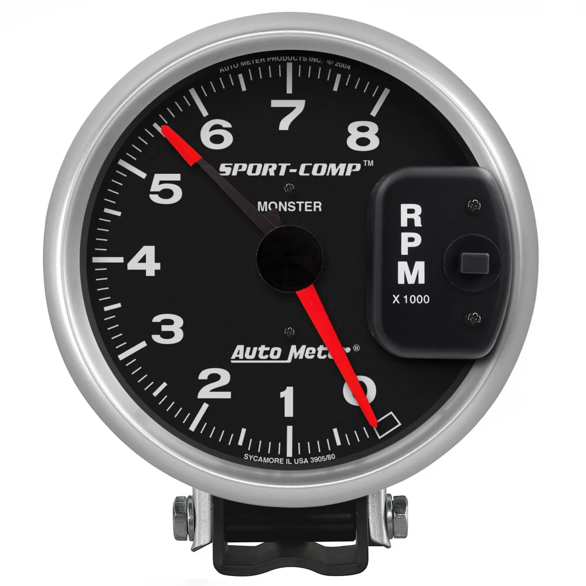 Gauge, Tachometer, 5", 8k RPM, Pedestal w/ Red Line, Sport-Comp product image