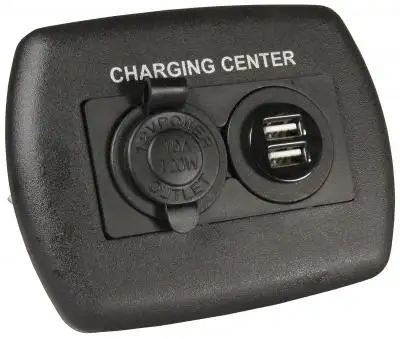 JR Products 12v/Usb Charging Center Black