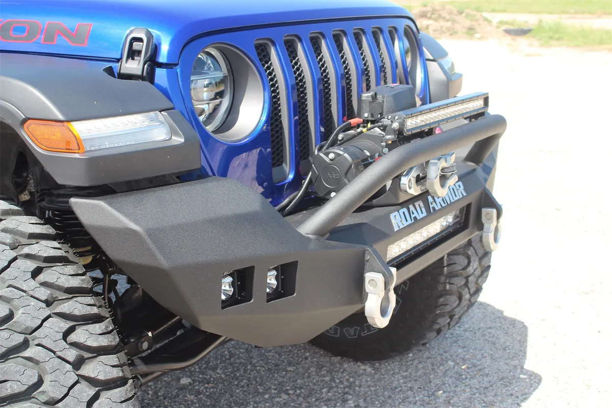 Stealth Front Full Width Winch Bumper Sheet Metal Pre-Runner Guard | Rubicon Only - Texture Black 2018-2025 Jeep JL JLU JT product image