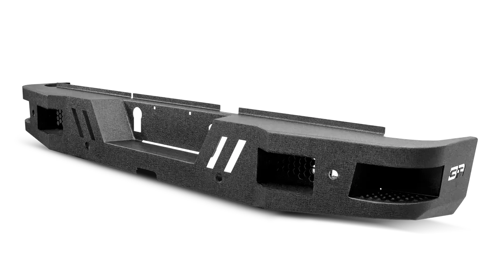 ECO-Series Rear Bumper; w/Dual Cube Light Pockets; 1/8 in. Steel Plate; Textured Black; product image