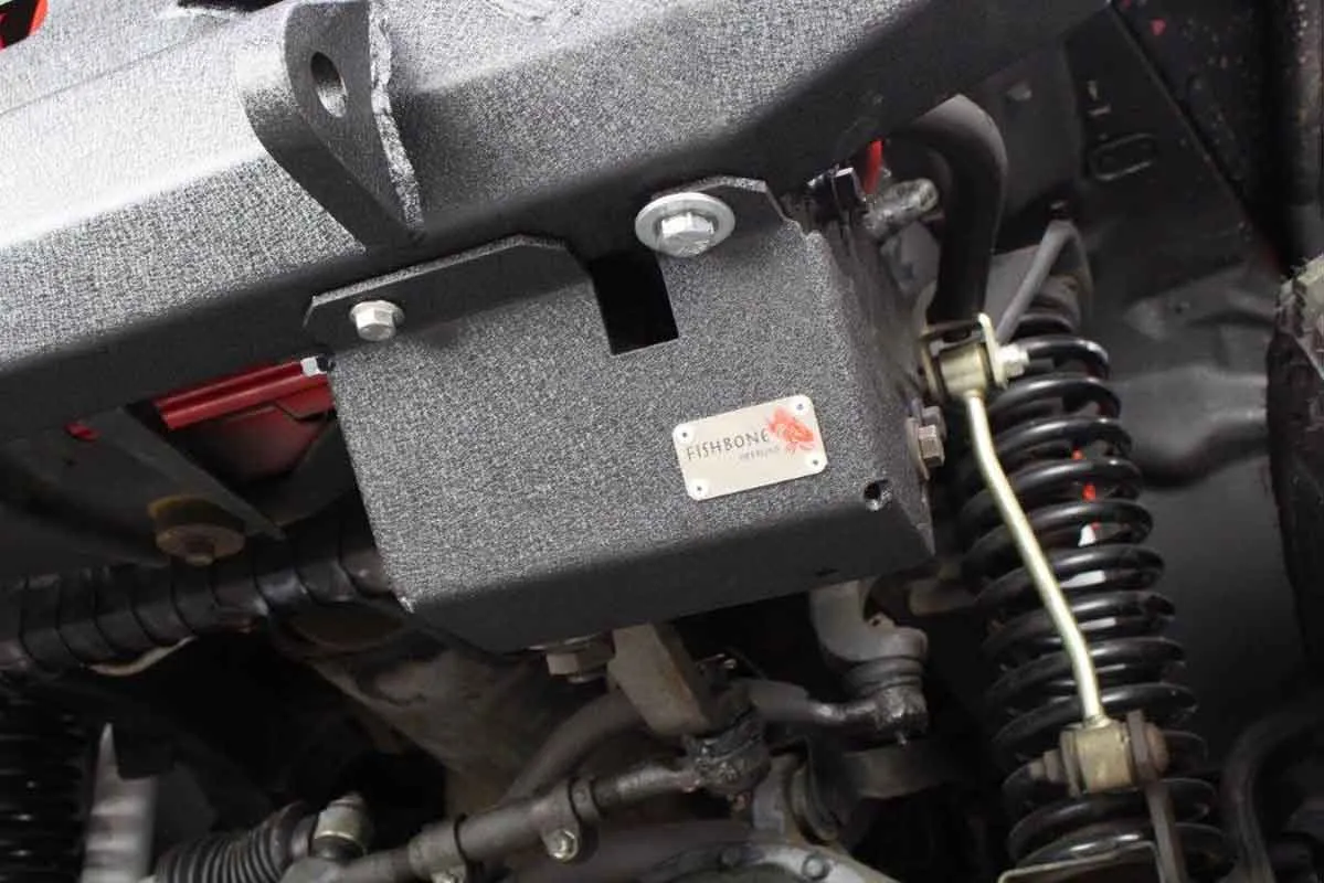 Jeep TJ Steering Box Skid Plate 97-06 Wrangler TJ Black Textured Powdercoat Fishbone Offroad product image