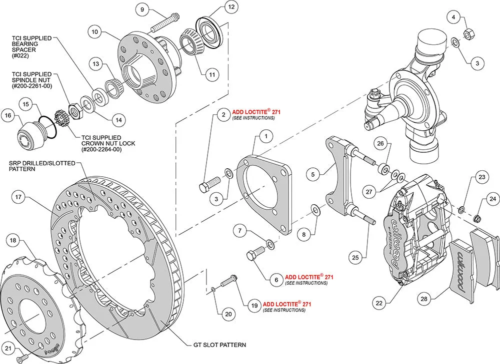 Wilwood FNSL6R Front Hub Kit 12.88in Polished TCI-IFS 71-78 Pinto Based product image
