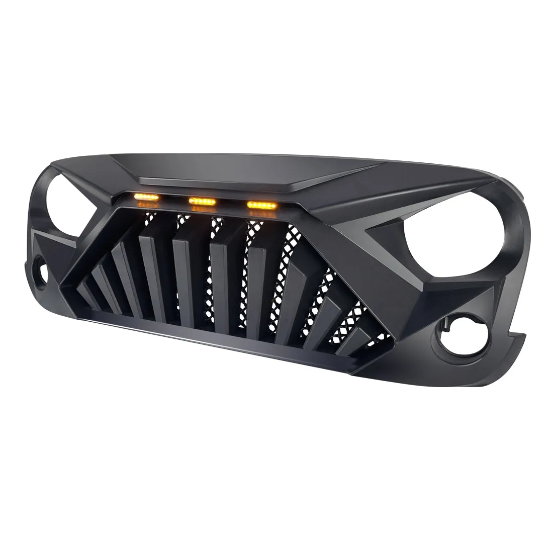 Goliath Grille W/ Amber LED Running Light - Matte Black For 07-18 Jeep Wrangler JK product image