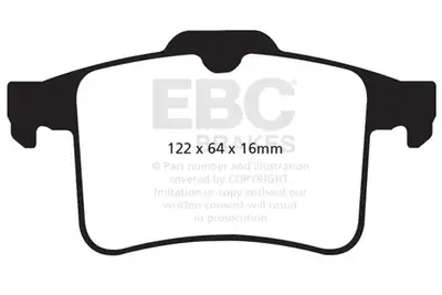 EBC Brakes Yellowstuff Street And Track Brake Pads; FMSI Pad No. D1449; Vented; 376mm Dia.; 42mm Height; 26mm Thick; 64.5mm Center Hole Dia.; Pad Dimensions: 122 x 64 x 16mm;