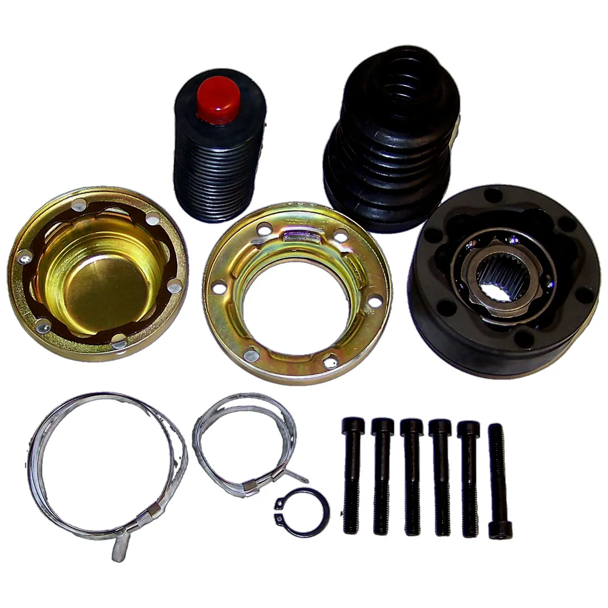 CV Joint Repair Kit; Front; Axle End; Incl. CV Joint/Caps/Boot/Snap Rings/Bolts/Grease; product image