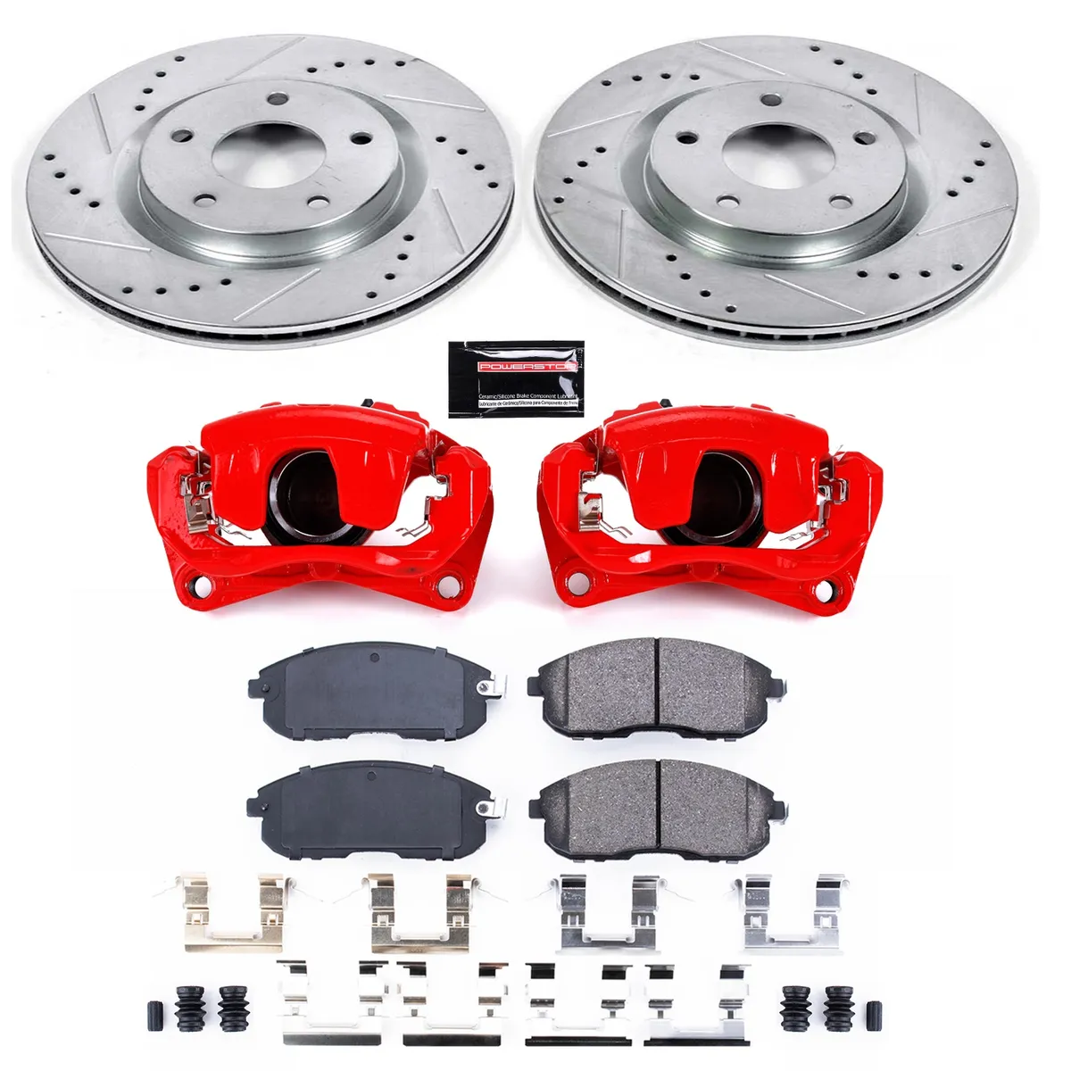 Z23 Evolution Sport Upgrade Kit: Drilled/Slotted Rotors; Carbon-Fiber Ceramic Pads; Powder Coated Calipers product image