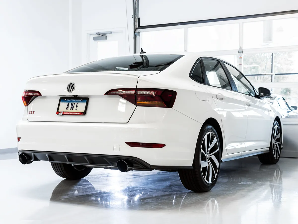 AWE Track Edition Exhaust - Non-Resonated - for MK7 Jetta GLI w/ Stock Downpipe - Chrome Silver Tips product image