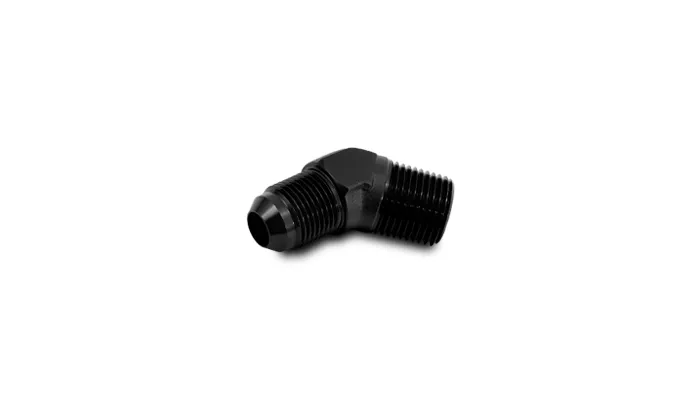 45 Degree AN to NPT Adapter Fitting; -10AN x 0.5 in. NPT; 6061 Aluminum; Black Anodized; product image