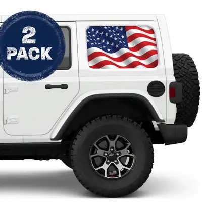 Under The Sun Inserts Wavy Old Glory Side Windows Printed Vinyl Decal