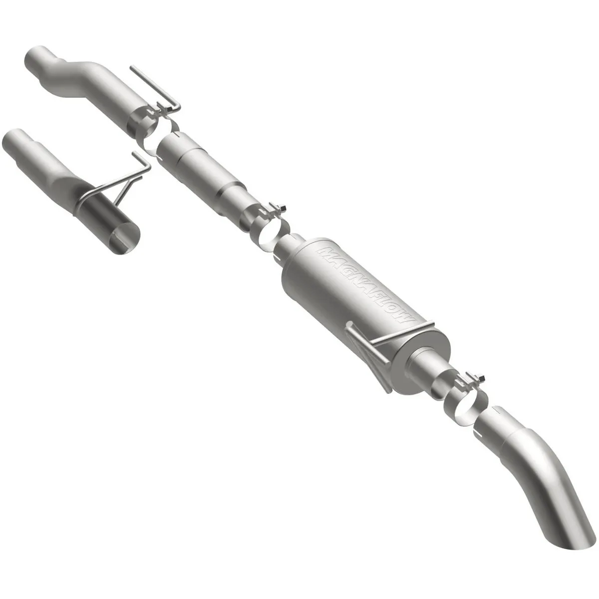 04-10 Ford F-150 CC/EC 4.6/5.4 Cat-Back System featuring 3in stainless steel piping and a 3in stainless steel Turn Down tip product image