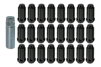 Gorilla Small Diam Spln Duplex Lug Nuts 13/16&7/8 Key 14x1.50 Black 24qty K6TS-14150BGR