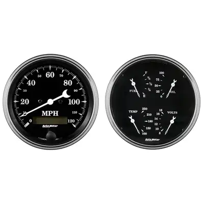 AutoMeter 2 Pc. Gauge Kit, 5 In. Quad & Speedometer, 240-33 o, Old Tyme Black