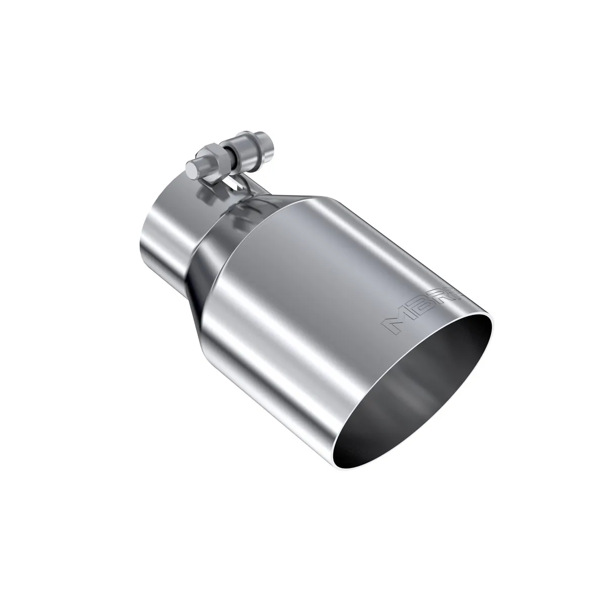 Armor Pro Exhaust Tip; 2.5 in. Inlet Diameter; 4 in. Outlet Diameter; Single Wall Angle Cut; 6.5 in. Length; T304 Stainless Steel; product image