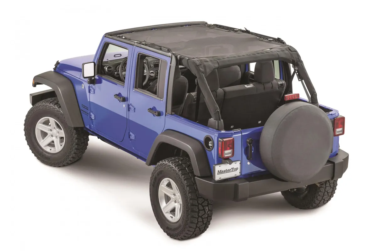 Jeep JK ShadeMaker Freedom Mesh Bimini Top Plus For 07-18 Wrangler JK 4 Door Black MasterTop product image