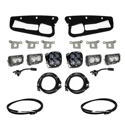 Baja Designs 21c Bronco(Sae Fog Clear Upfitter Wiring)squadron Sae/Dual s2 Sport Steel Bumper Fog Pocket Kit
