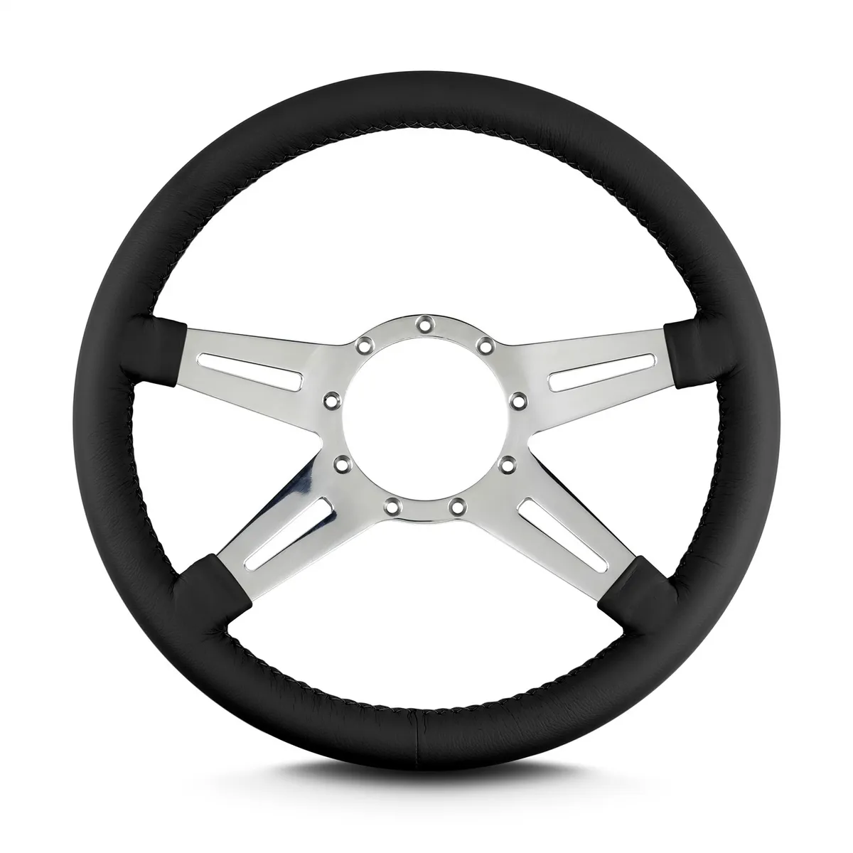Lecarra Mark 9 Elegante Steering Wheel; Black; Polished Spokes; 14 in. Standard Grip; product image