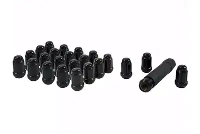 Gorilla Small Diam Spln Acorn Lug Nuts 3/4&13/16 Key 1/2-20 Black Set of 24 K6CS-0012BGR