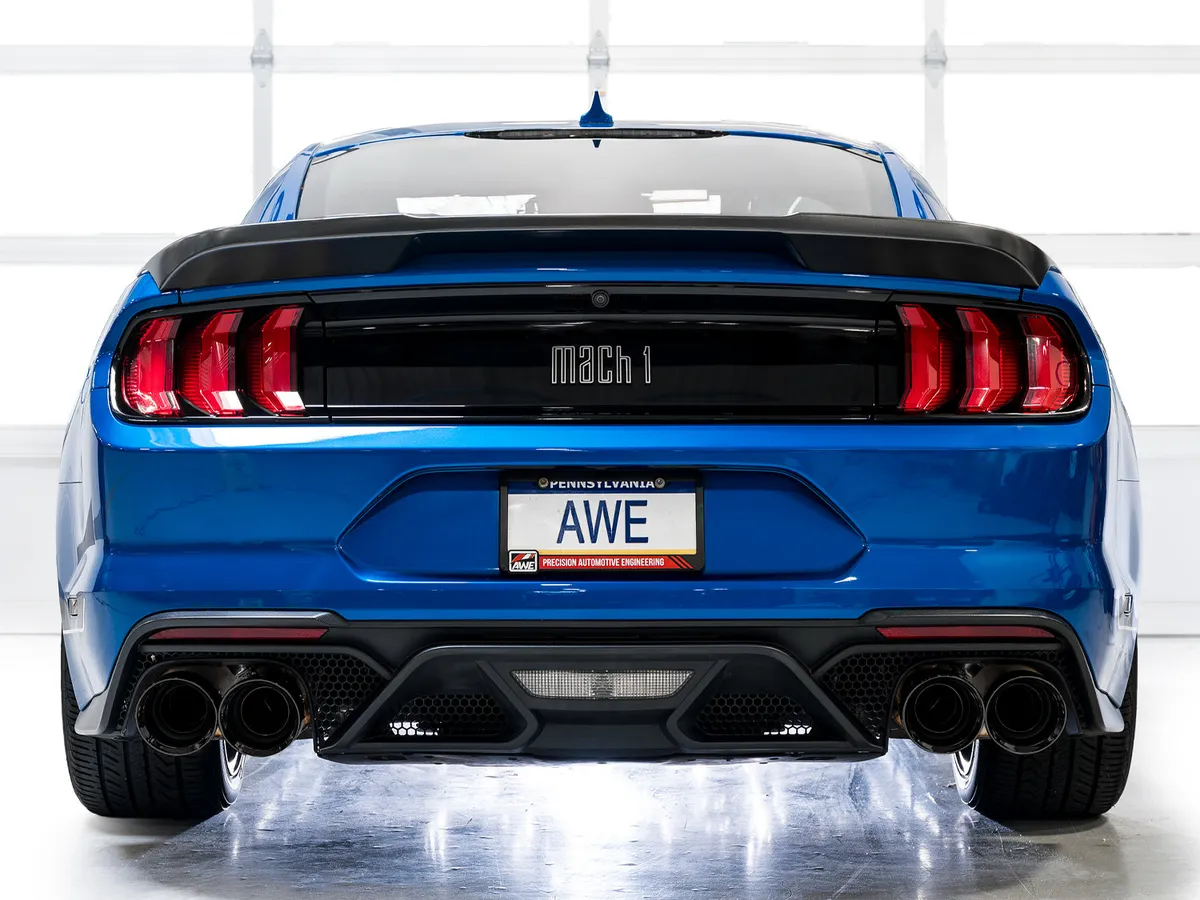 AWE SwitchPath Exhaust for Ford Mustang S550 Mach1 - Quad Diamond Black Tips 3025-43551 product image