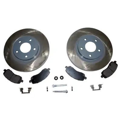 Crown Automotive Jeep Replacement Blackunpainted Disc Brake Service Kit Front Disc Brake Service Kit;includes Rotors, Pads, Pad Springs, Caliper Pins, And Caliper Pin Boots