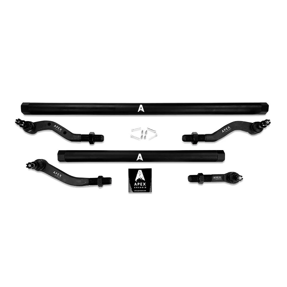 Apex Chassis 2.5 Ton Tie Rod and Drag Link Assembly - Black Aluminum 18-25 Jeep Wrangler JL / Gladiator JT product image
