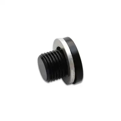 Vibrant Performance Metric Port Plug; M16 x 1.5 Metric Size; 6061 Aluminum; Black Anodized; Incl. Crush Washer;