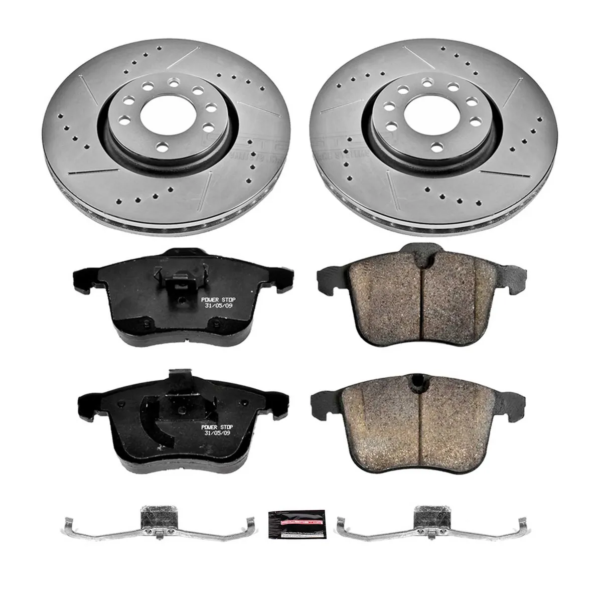 Z23 Evolution Sport Upgrade Kit: Drilled/Slotted Rotors; Carbon-Fiber Ceramic Pads W/Hardware product image