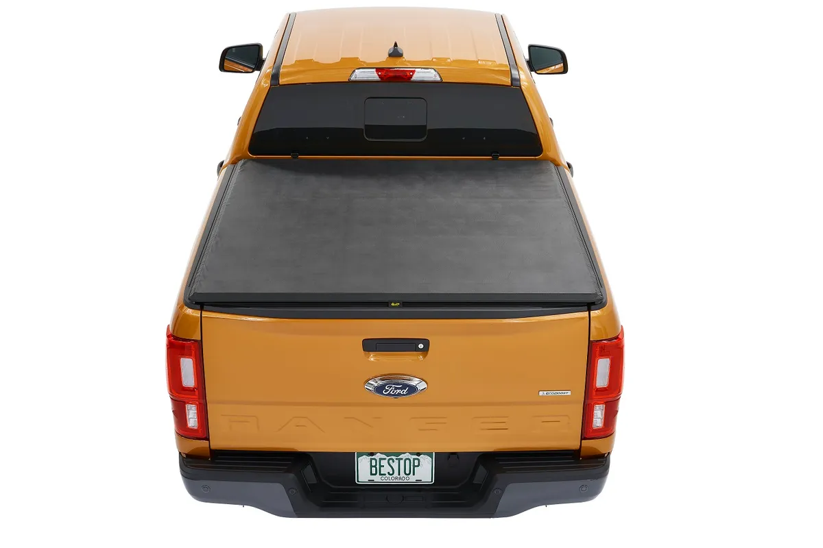 EZ-Roll Soft Tonneau Cover For Ford 2019-2024 Ranger 6.0 Foot Black Tailgate Spoiler Not Included Bestop product image