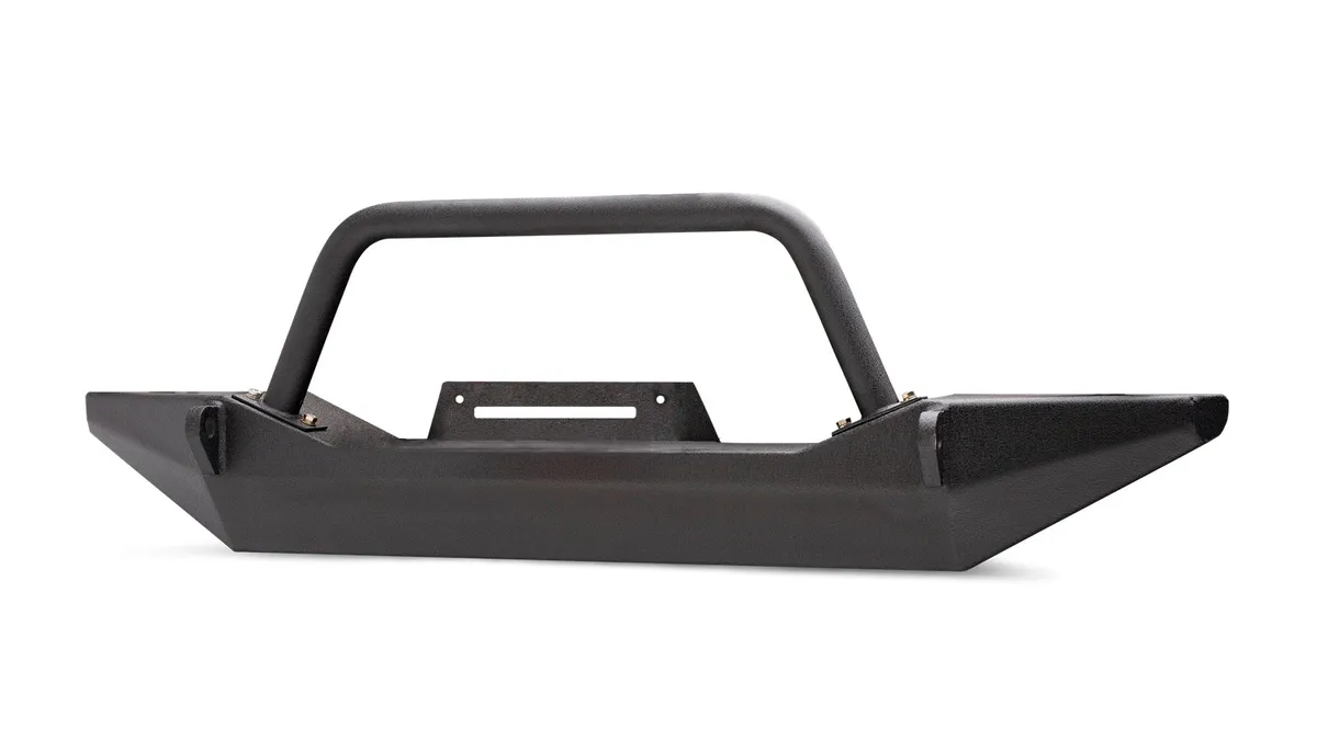 Front Bumper Sheet Metal Design; Intergrated Winch Plate; w/Shackle Mounts; Textured Black Powder Coat; product image